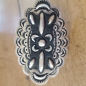 Leander Tahe Sterling Concho Ring  Size 7